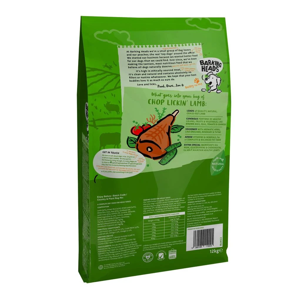 Barking Heads Chop Lickin' Agneau Pour Tous Les Chiens Adultes 12kg 4 Barking Heads Chop Lickin' Agneau Pour Tous Les Chiens Adultes 12kg – Image 2