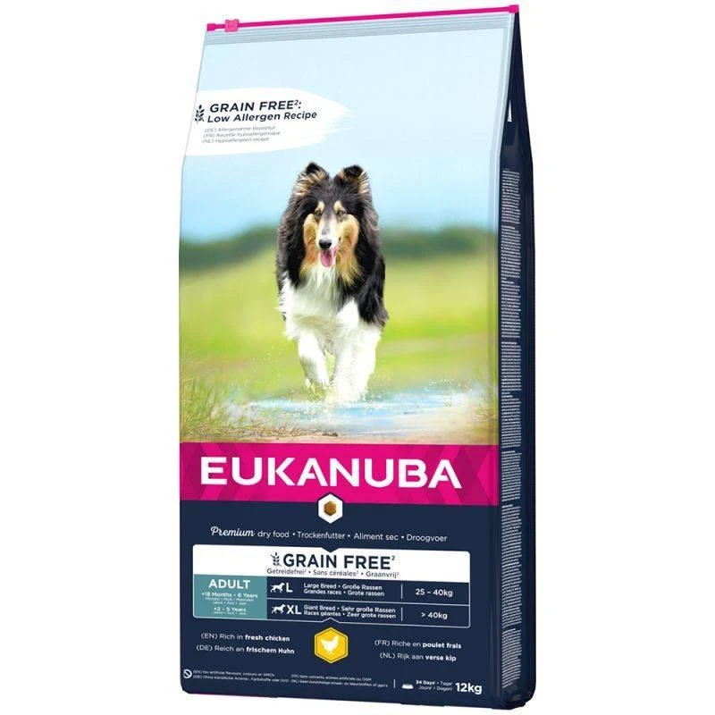 EUKANUBA Adulte Poulet L/XL Sans Grains 12kg 3 EUKANUBA Adulte Poulet L/XL Sans Grains 12kg