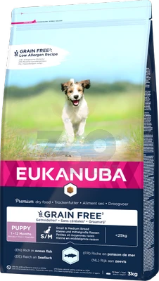 Meilleures ventes 12 EUKANUBA Puppy&Junior Small/Medium Sans Céréales 3kg +Surprise Gratuit Pour Votre Chien