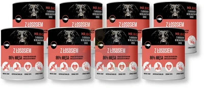 Mr.BIG Morceaux En Sauce Au Saumon 8x800g Pour Chiens 3 Mr.BIG Morceaux En Sauce Au Saumon 8x800g Pour Chiens