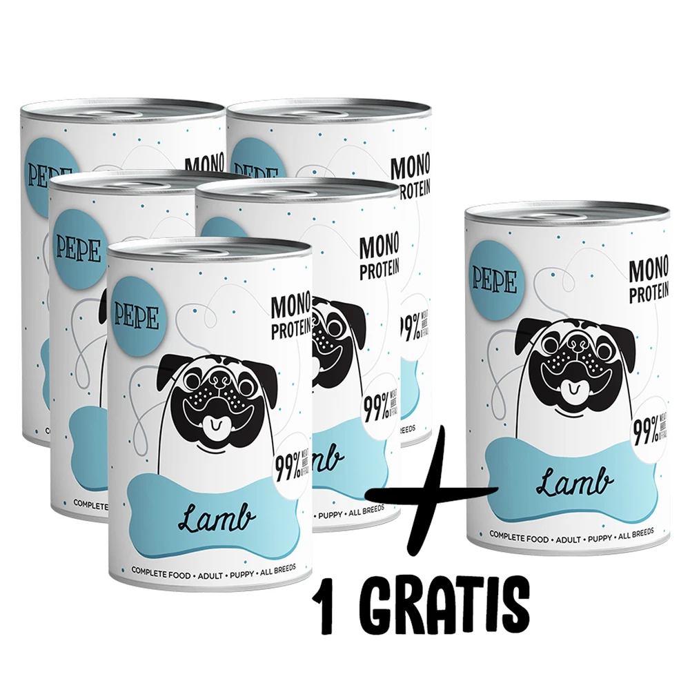 PEPE MONO PROTEIN Agneau 5x400g+1 GRATIS !!! 3 PEPE MONO PROTEIN Agneau 5x400g+1 GRATIS !!!