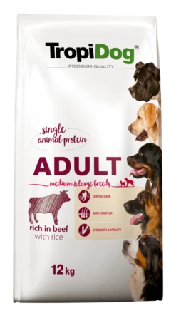 Tropidog Premium Adult Medium & Large Breed Bœuf Avec Riz 12kg