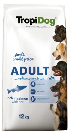 Tropidog Premium Adulte Moyennes Et Grandes Races Saumon Et Riz 12kg