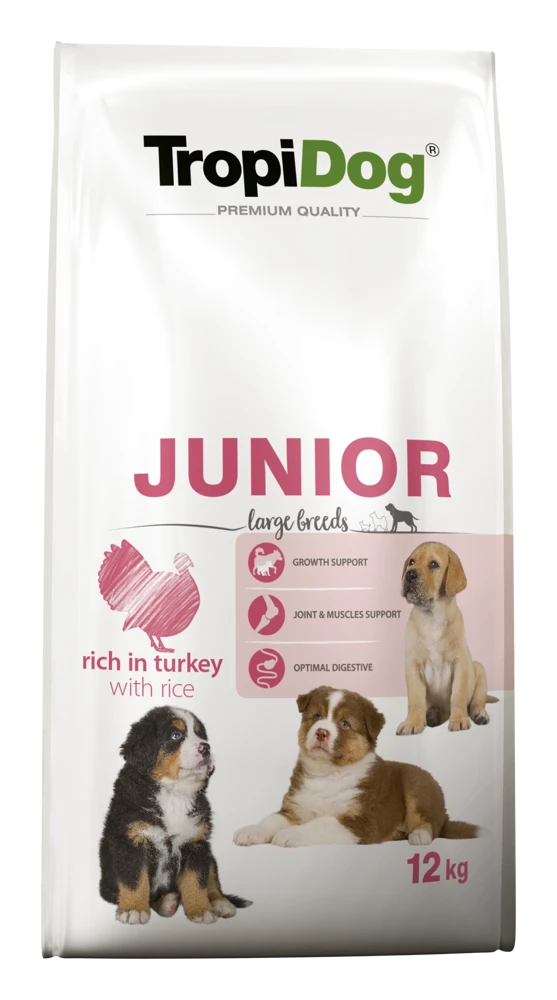 Tropidog Premium Junior Dinde Avec Riz 12kg + Surprise Gratuite Pour Chien 3 Tropidog Premium Junior Dinde Avec Riz 12kg + Surprise Gratuite Pour Chien